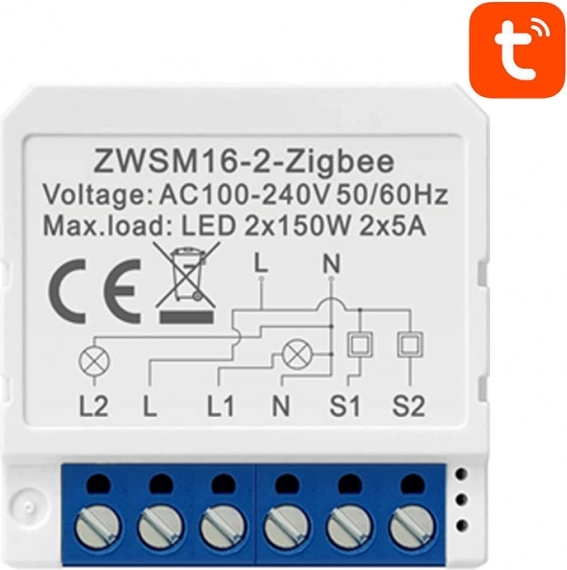 Inteligentny moduł przełącznika ZigBee Avatto TUYA – Dwukanałowy