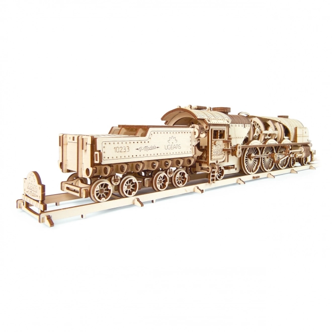 Ugears 3D puzzle - Lokomotywa V-express z wagonem 538 elementów