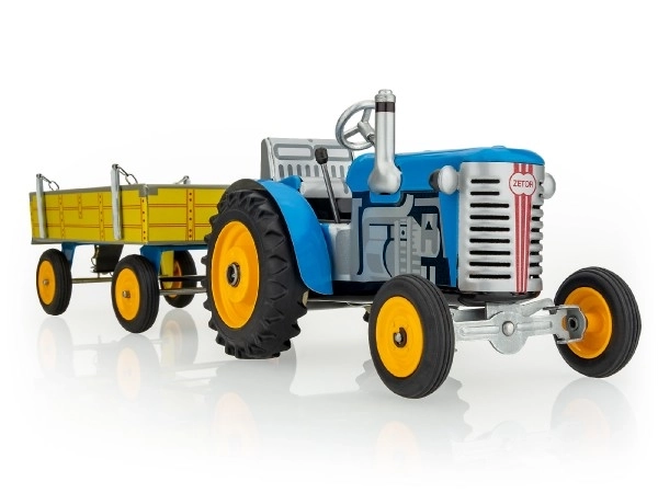 Traktor Zetor z przyczepką niebieski na kluczyk metalowy 28cm Kovap w pudełku