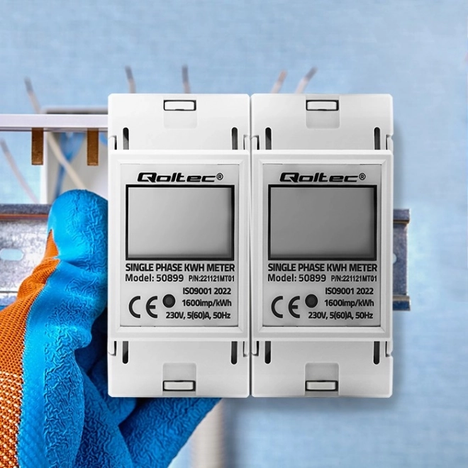 Elektroniczny licznik energii jednofazowy | Szyna DIN | 230V | LCD | 2P