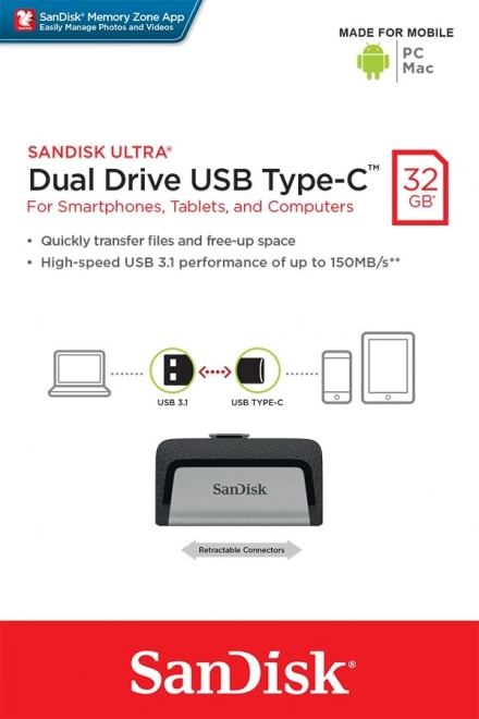 Ultra Dual Drive 32GB USB 3.1 Type-C 150MB/s karta pamięci