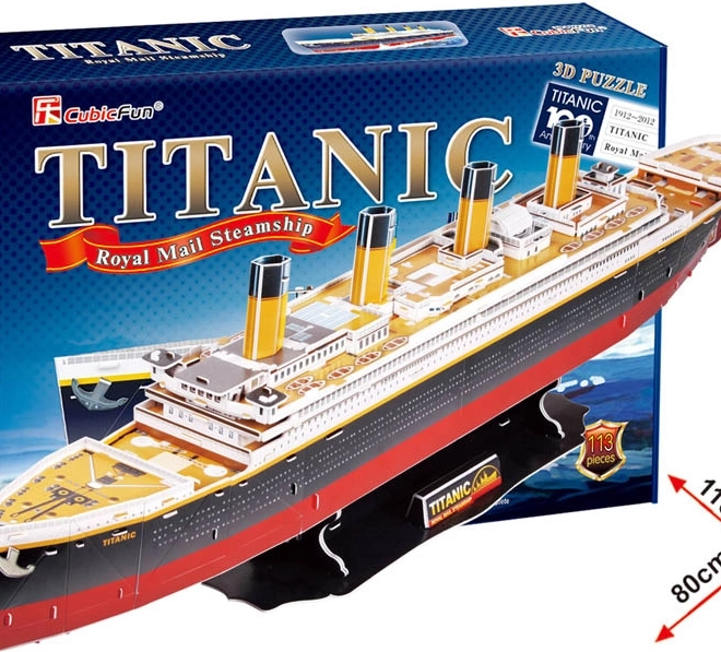 CubicFun puzzle 3D Titanic – duży model, 113 elementów