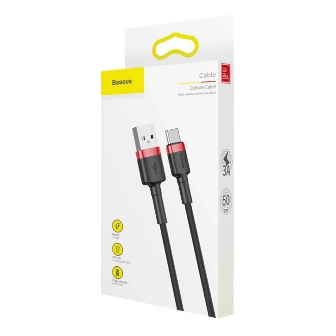 Kabel USB-C Baseus Cafule 3A 1m czerwono-czarny
