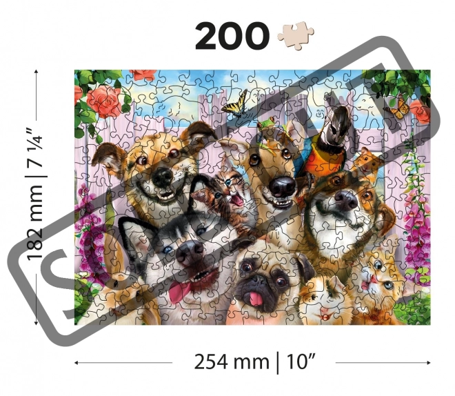 Wooden City drewniane puzzle Szalone Zwierzaki 2w1, 200 elementów EKO