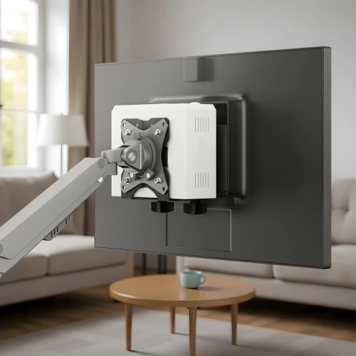 Montaż VESA za monitorem i na ścianie