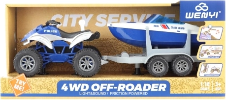 Dziecięcy quad na baterie z przyczepą i łodzią