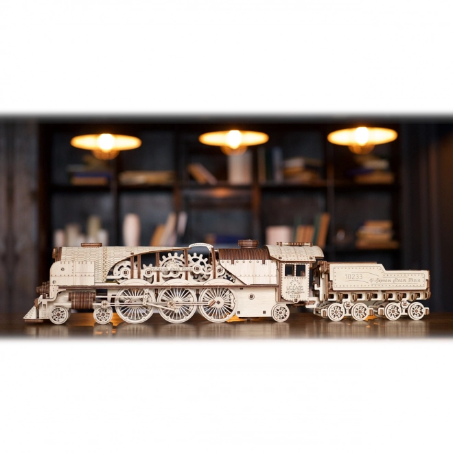 Ugears 3D puzzle - Lokomotywa V-express z wagonem 538 elementów