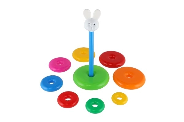 Piramidka składanka z plastikowymi krążkami 28cm assort 2 rodzaje w siatce 12m+