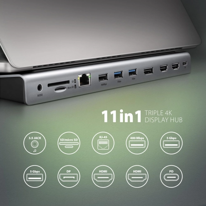 Wieloportowy hub USB-C 11w1 5Gbps