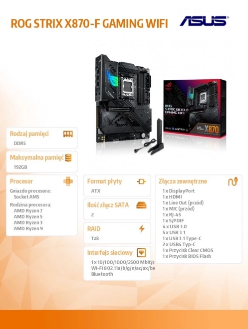 płyta główna do gier ROG Strix X870-F Gaming WiFi