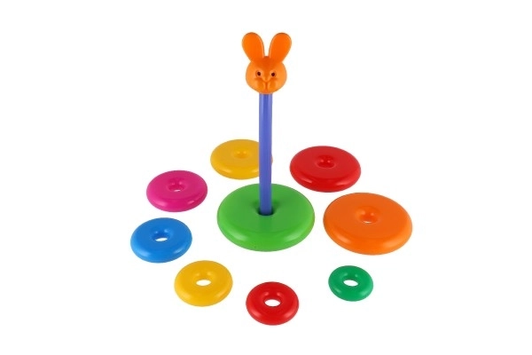 Piramidka składanka z plastikowymi krążkami 28cm assort 2 rodzaje w siatce 12m+