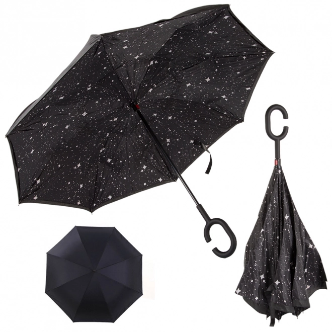 Parasol odwrócony składany mocne druty solidny stojący parasol – Czarny