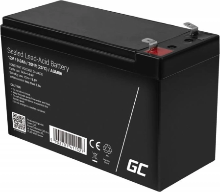 Bezobsługowy akumulator AGM 12 V 9 Ah do UPS i alarmów GREEN CELL