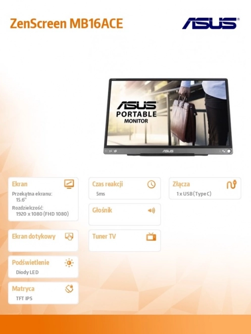 Przenośny monitor ASUS 15.6 cala