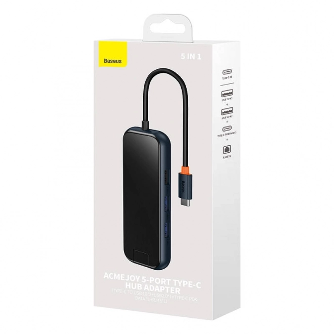 Baseus AcmeJoy 5w1 USB-C Hub z 2x USB 3.0, USB 2.0, USB-C PD i RJ45