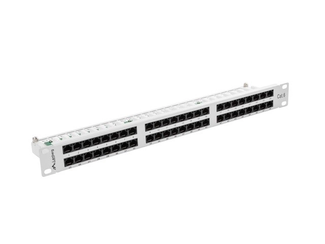 Patch panel 48 portów 1U kat.6 szary