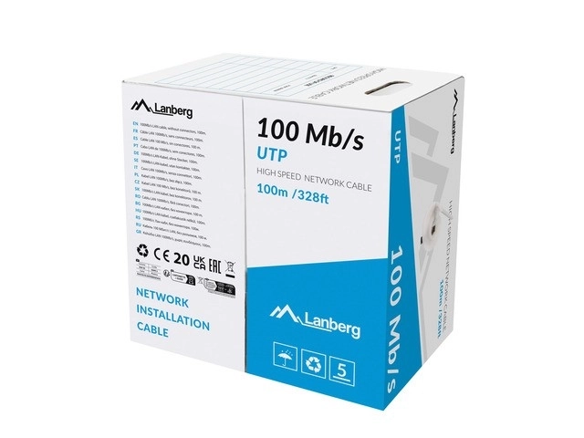 Kabel sieciowy LAN UTP 100MB/s szary 100m