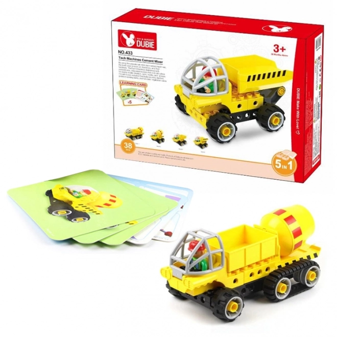 Klocki budowlane Betoniarka 5w1 (38 klocków+5 kart)