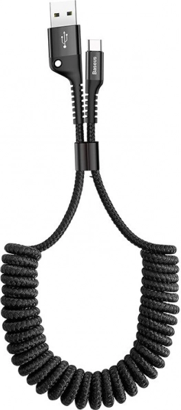 Baseus sprężynowy kabel USB‑C 1 m, szybkie ładowanie 2 A, czarny