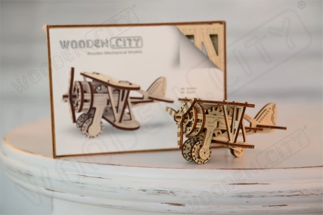 Drewniane puzzle 3D dwupłatowiec
