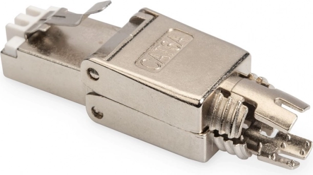 Polowy montowany wtyk RJ45 DIGITUS Cat 6A, ekranowany, beznarzędziowy, PoE++, 10GbE