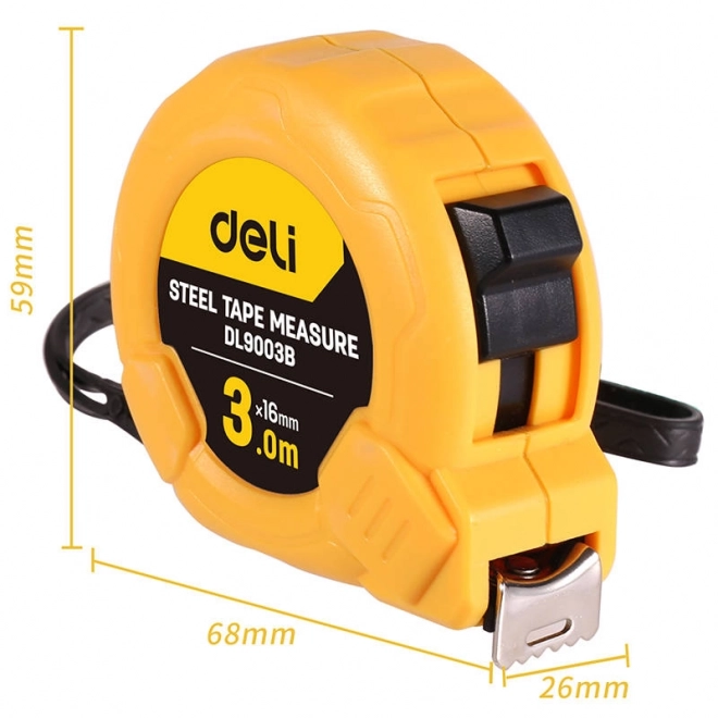 Metr 3m/16mm Deli Tools EDL9003B (żółte)