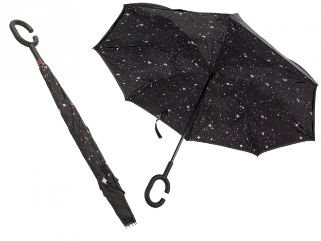 Parasol odwrócony składany mocne druty solidny stojący parasol – Czarny