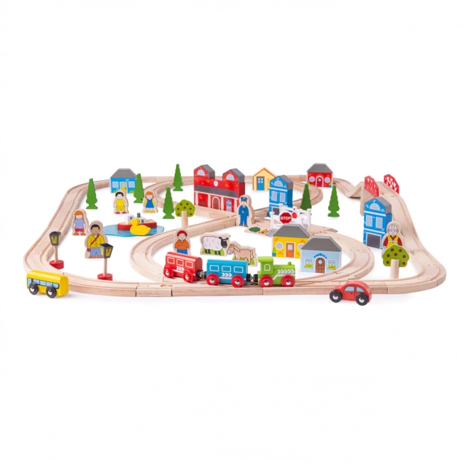 Bigjigs Rail Drewniana kolejka miasto i wieś 101 części