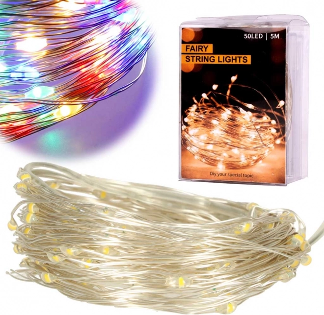 Świąteczne druciane łańcuchy świetlne LED 10 m, 100 LED – Wielokolorowe