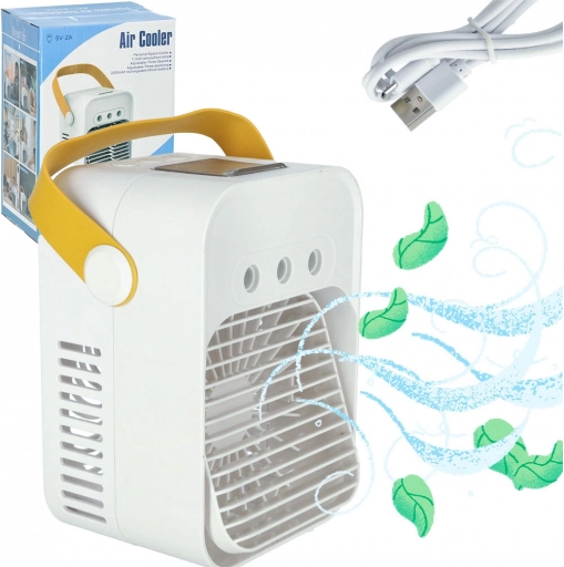 Przenośny biurkowy mini klimatyzer 3w1 na wodę z LED, USB