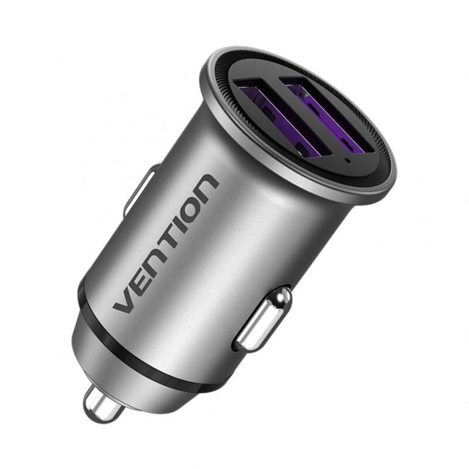 Ładowarka samochodowa 2x USB Vention 30W Szara