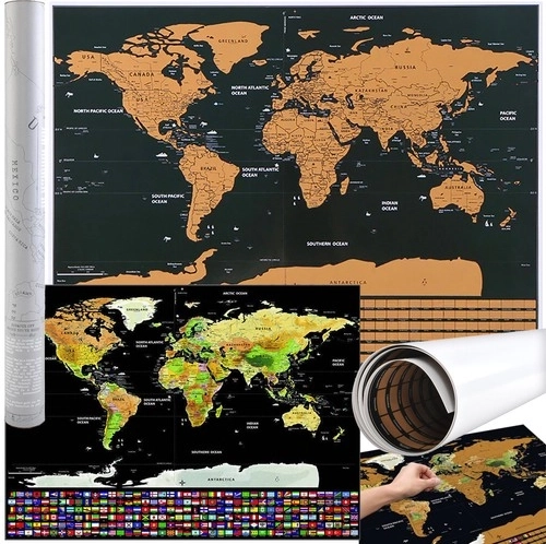 Mapa świata zdrapka z flagami