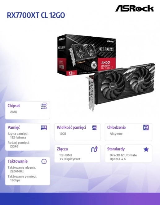 Karta graficzna Radeon RX 7700 XT Challenger OC 12G GDDR6