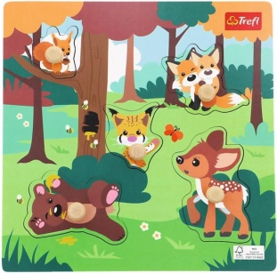 Drewniane puzzle Leśne zwierzątka, 5 elementów