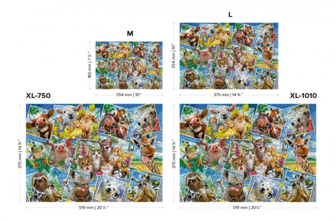 Drewniane puzzle z figurkami - pocztówka ze zwierzętami