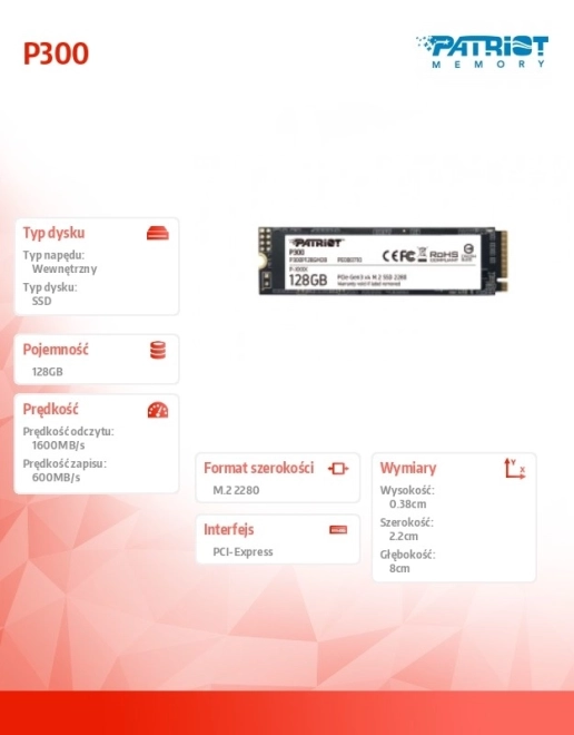 Wewnętrzny dysk SSD Patriot P300 128 GB