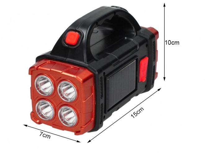 Przenośna lampa LED solarna z COB, reflektorem i powerbankiem