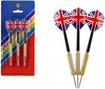 Zestaw rzutek z metalowymi grotami i lotkami Union Jack