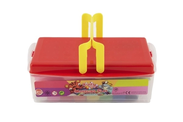 Modelina/Plastelina NARA 430g 8 szt. z foremki 10 szt. z wałkiem z akcesoriami w plastikowym pudełku 21x12x8cm
