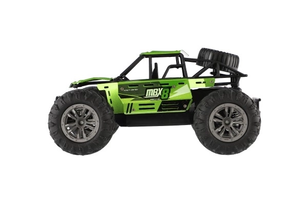 Auto RC buggy terenowe zielone 22cm plastik 2,4GHz na baterie + pakiet do ładowania w pudełku 32x16x18cm