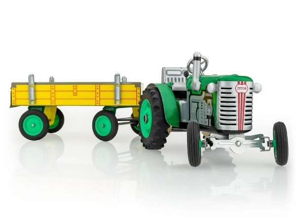 Traktor Zetor z przyczepą zielony na klucz metalowy 28cm Kovap w pudełku