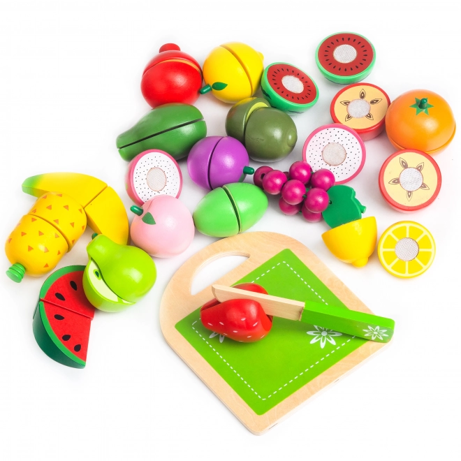 Drewniane owoce do krojenia, 20 sztuk ECOTOYS