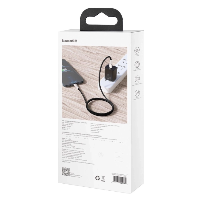 Baseus kabel USB-C do Lightning Cafule 20W, 2m czarny