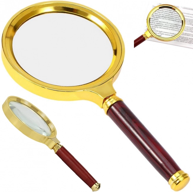 Ręczna lupa CLASSIC 80 mm złota elegancka