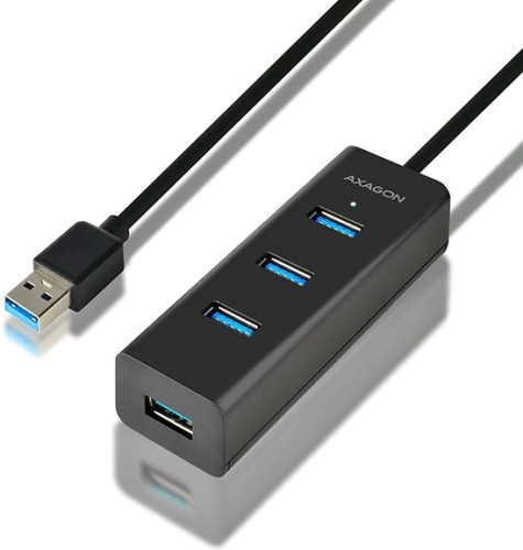 AXAGON HUE-S2BL 4‑portowy hub USB 3.2 Gen 1 z ładowaniem i kablem 1,2 m