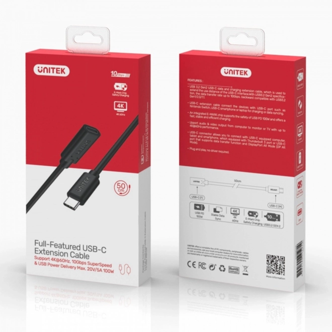 Uniwersalny kabel przedłużający USB-C Unitek 1m
