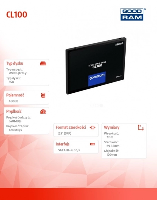 Dysk SSD Goodram CL100 Gen.3 480GB SATA III 2,5"