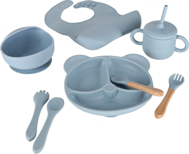 Talerz i miska z przyssawką przeciw bałaganowi