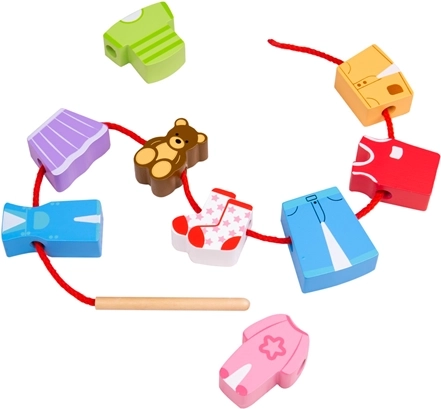Zestaw do nawlekania koralików – ubranka Bigjigs Toys