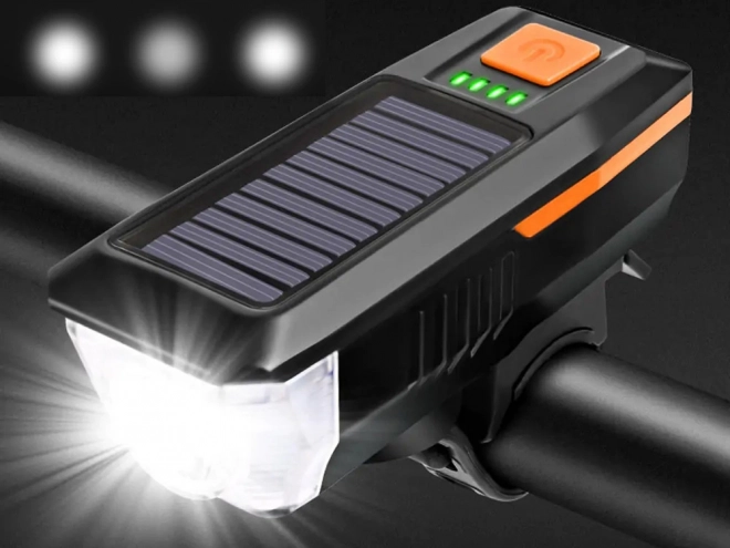 Przednie światło LED do roweru z ładowaniem solarnym i syreną